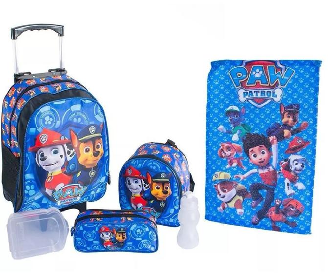 Kit Mochila De Rodinhas Patrulha Canina + Lancheira + Estojo Menor preço em Kit Mochila De Rodinhas Patrulha Canina + Lancheira + Estojo