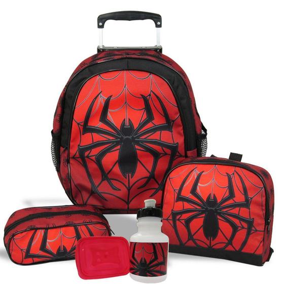 Imagem de Kit Mochila de Rodinhas Tam M Lancheira e Estojo Spider  - Vou Leve