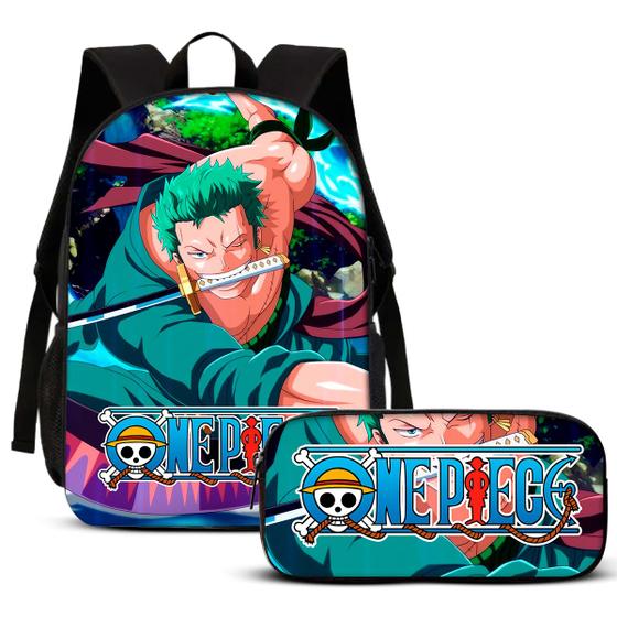 Imagem de Kit Mochila e Estojo Escolar Anime Desenho Volta as Aulas