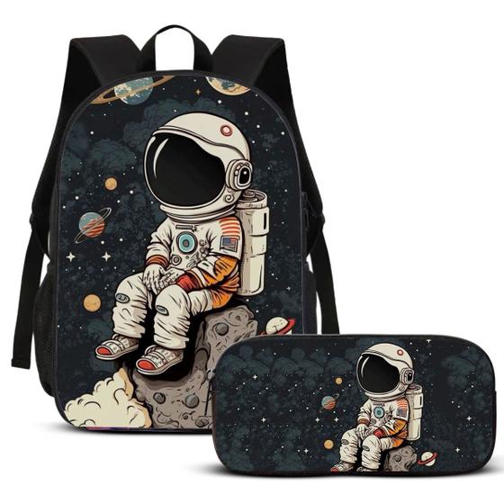 Imagem de Kit Mochila e Estojo Escolar Astronauta 4 Volta as Aulas