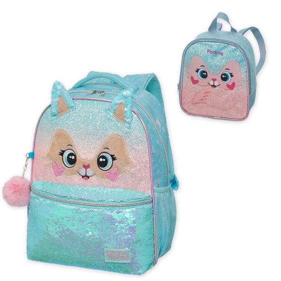 Imagem de Kit Mochila e Estojo Escolar Infantil Coleção Pack Me Pacific