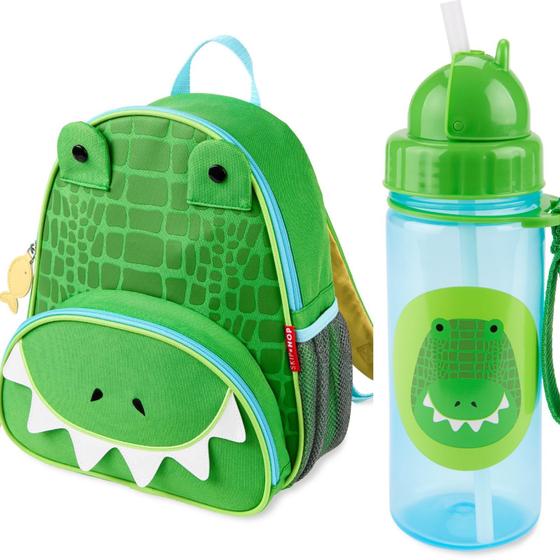 Imagem de Kit Mochila e Garrafa 390 ml da Skip Hop Crocodilo