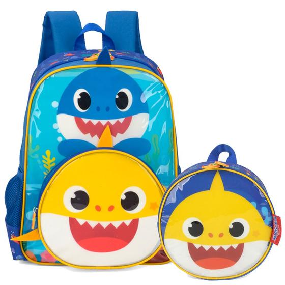 Imagem de Kit Mochila e Lancheira Baby Shark Azul Escuro Luxcel