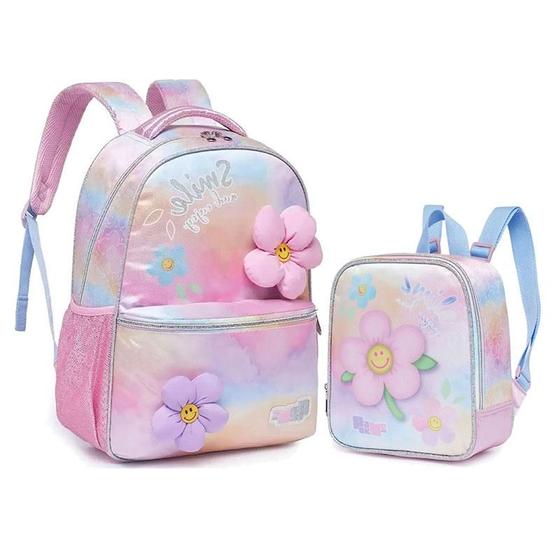 Imagem de Kit Mochila e Lancheira Escolar Infantil Pack Me Daisy Rosa - Pacific