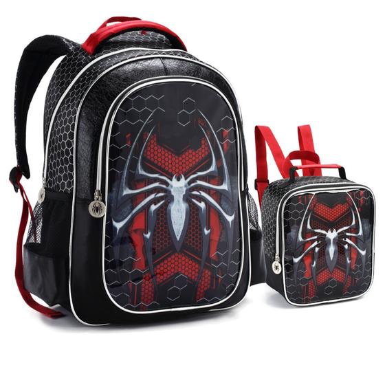 Imagem de Kit Mochila e Lancheira Escolar Infantil Spider