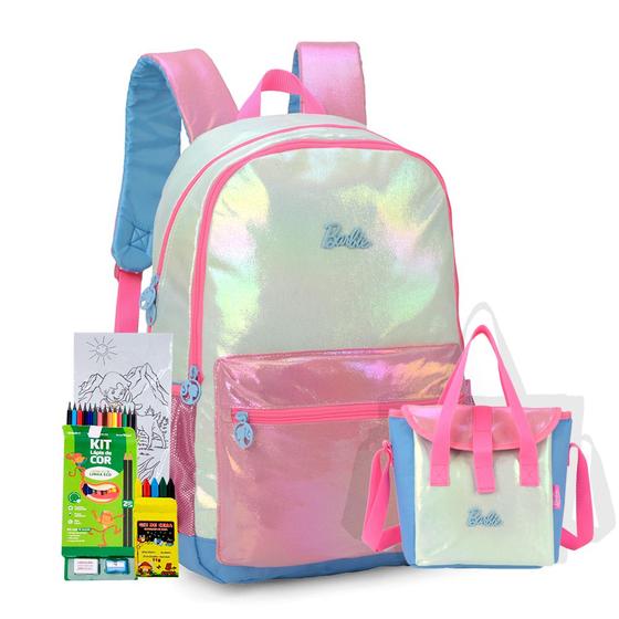 Imagem de Kit Mochila E Lancheira Térmica Barbie Oficial Lançamento Meninas Juvenil Escolar Passeio