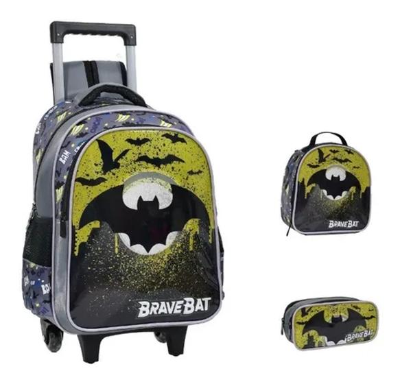 Imagem de Kit Mochila Escolar Batman Com Rodinhas + Lancheira e Estojo Marca: Yepp