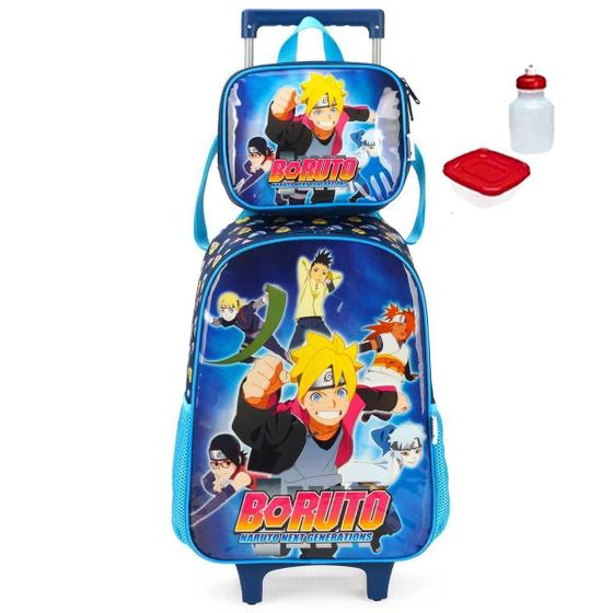 Imagem de Kit Mochila Escolar Boruto Rodinhas Tam G Com Lancheira