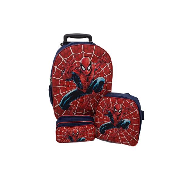 Imagem de Kit mochila escolar carrinho Homem Aranha