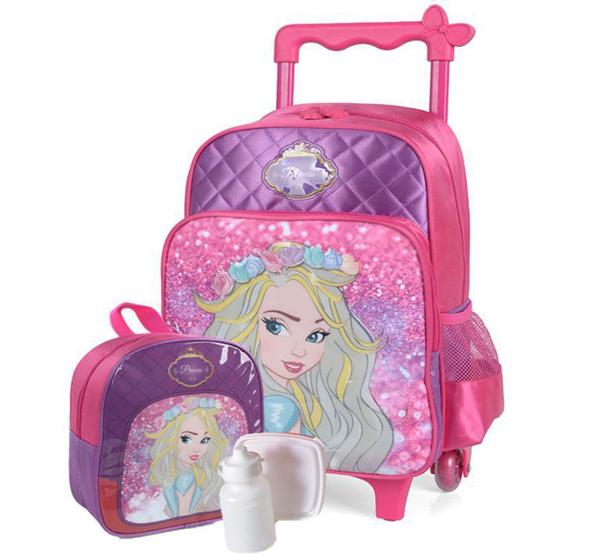 Imagem de Kit Mochila Escolar Carrinho+lancheira Princesa Emily