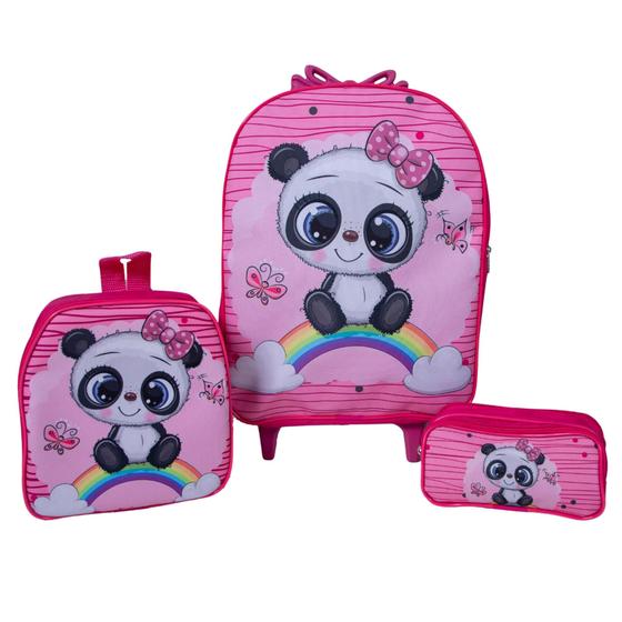 Imagem de Kit mochila escolar carrinho Panda Baby