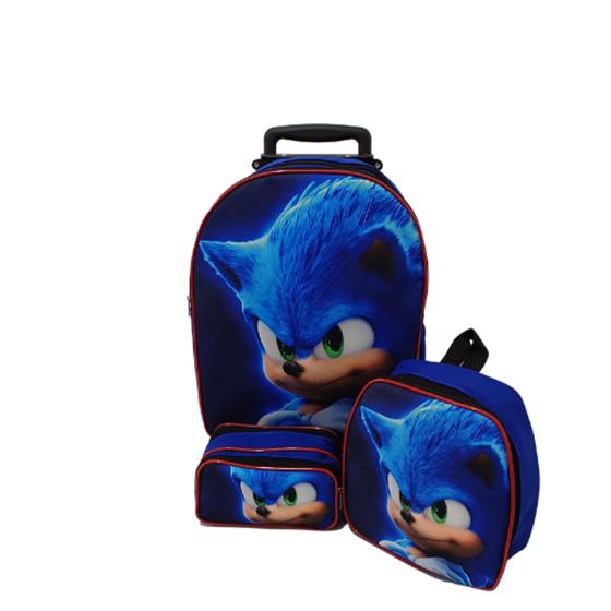 Imagem de Kit mochila escolar com carrinho Sonic