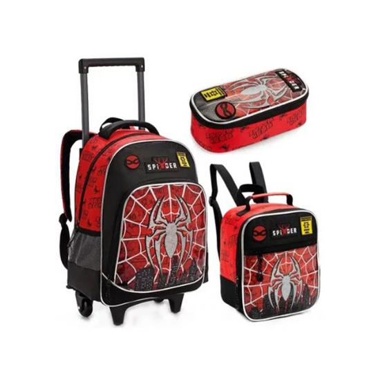 Imagem de Kit Mochila Escolar Com Carrinho Spider Mochila Escolar