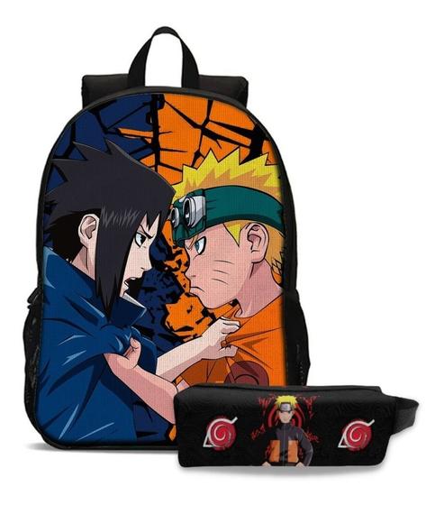 Imagem de Kit Mochila Escolar Com Estojo Infantil Naruto Volta Às Aula