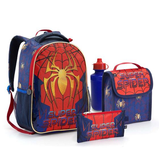 Imagem de Kit Mochila Escolar Com Lancheira Estojo Super Spider 2024