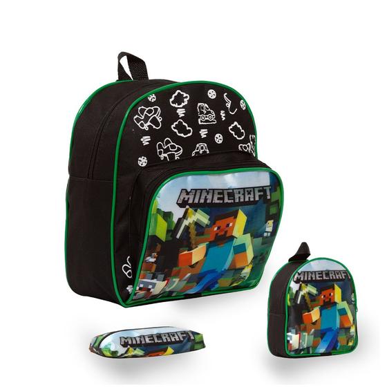 Imagem de Kit Mochila Escolar Creche Minecraft Costas Pequena 3 Pçs