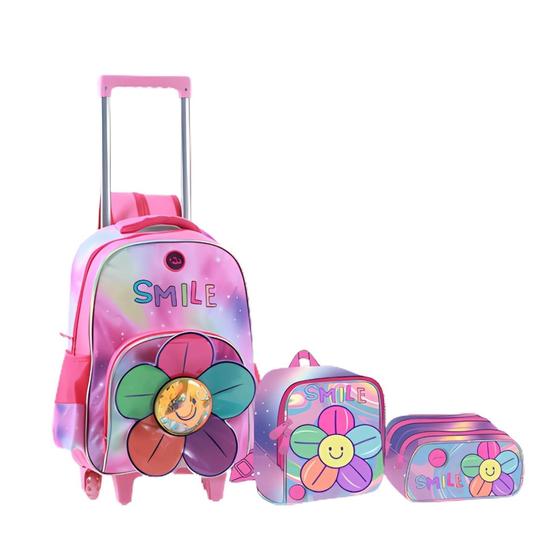 Imagem de Kit Mochila Escolar De Carrinho Smile Menina Reforçada Grand