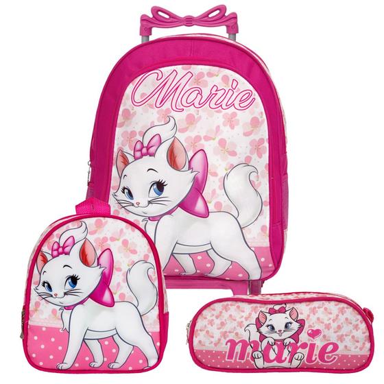 Imagem de Kit Mochila Escolar de Rodinha Gatinha Marie Passeio Aulas