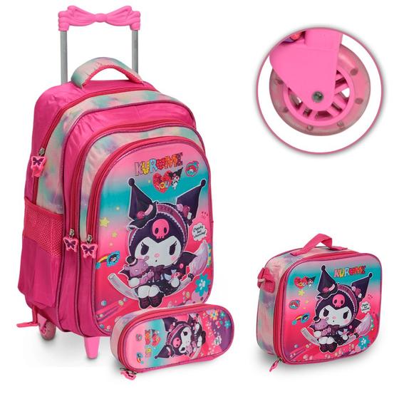 Imagem de Kit Mochila Escolar De Rodinha Hello Kitty Lancheira Térmica