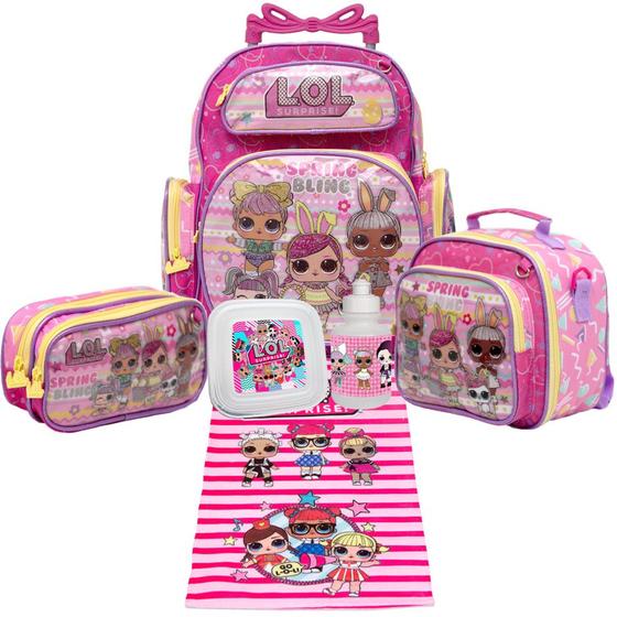 Imagem de Kit Mochila Escolar de Rodinhas Meninas LOL + Itens Toys 2U