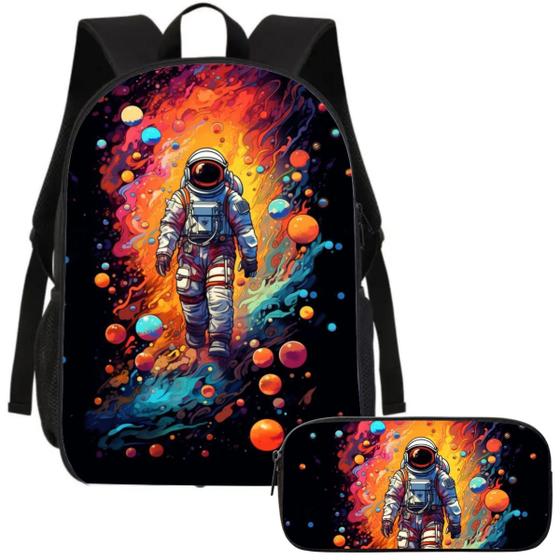 Imagem de Kit Mochila Escolar e Estojo Astronauta Espacial Volta as Aulas