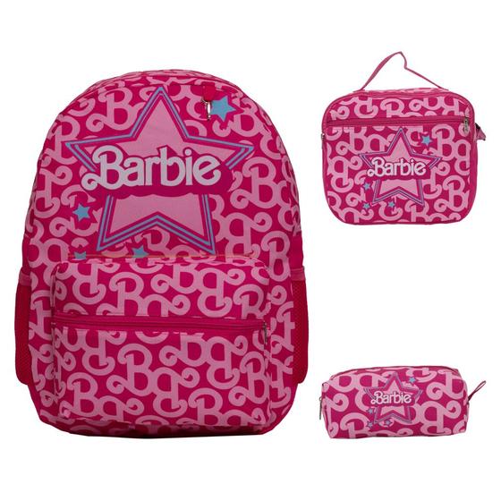 Imagem de Kit Mochila Escolar Feminina Barbie Juvenil Costas Passeio