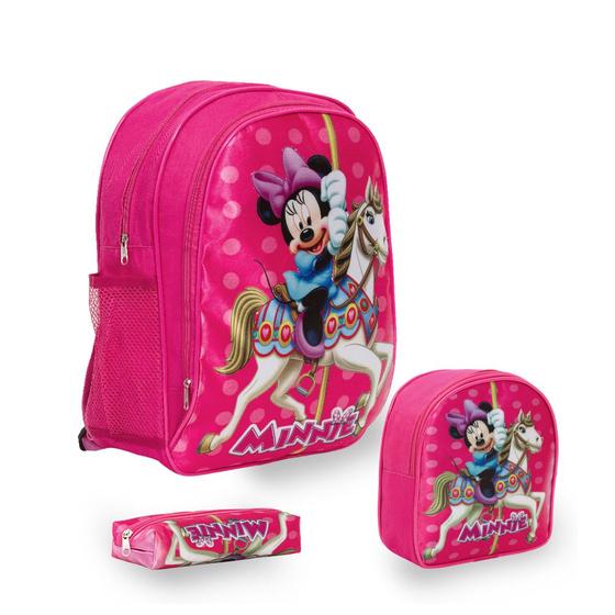 Imagem de Kit Mochila Escolar Feminina Minnie Mouse Costas Creche Pre