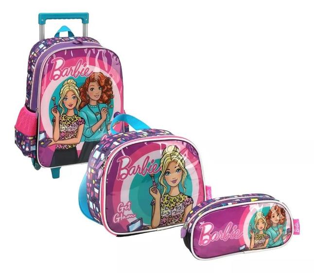 Imagem de Kit Mochila Escolar Infantil Barbie Amigas Best Rodinhas G