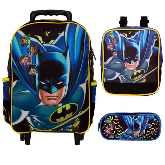 Imagem de Kit Mochila Escolar Infantil Batman e Lancheira + Estojo