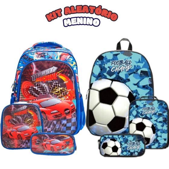 Imagem de Kit Mochila Escolar Infantil Com e Sem Rodinhas Criança Aleatória Menino