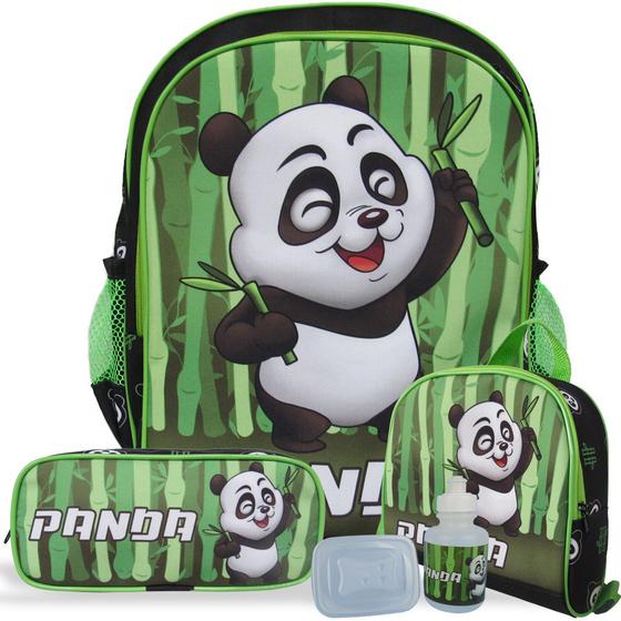 Imagem de Kit Mochila Escolar Infantil de Costas Tam G Panda