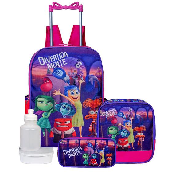 Imagem de Kit Mochila Escolar Infantil Divertidamente De Rodinha Reforçado