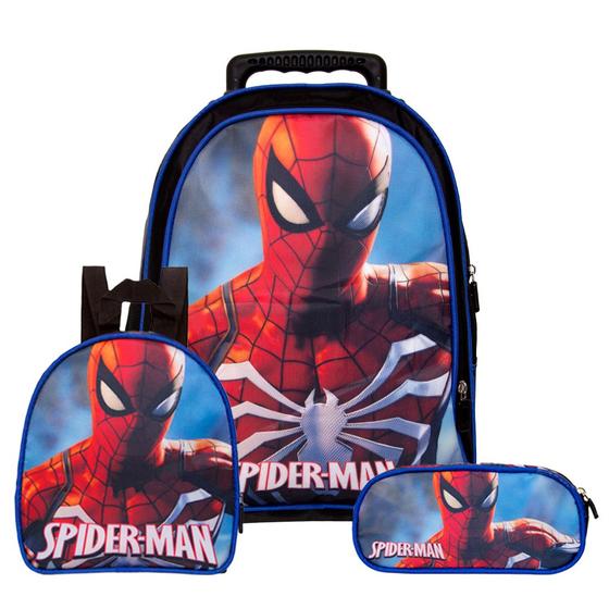 Imagem de Kit Mochila Escolar Infantil Homem Aranha 3D Spider Man