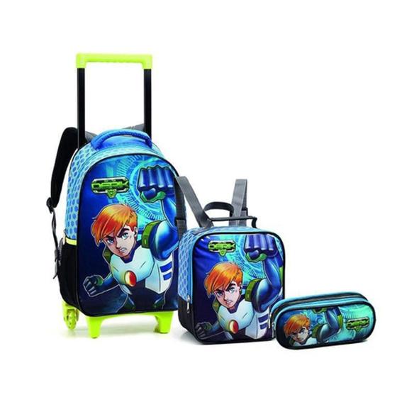 Imagem de Kit Mochila Escolar Infantil Masculina Tam G Meninos Seanite