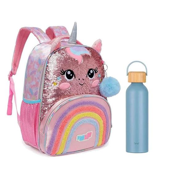 Imagem de Kit Mochila Escolar Infantil Pack Me Sweet e Garrafa de Água GA0601 500ml Azul Bali - Pacific