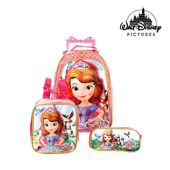 Imagem de Kit Mochila Escolar Infantil Princesinha Sofia Com Rodinha