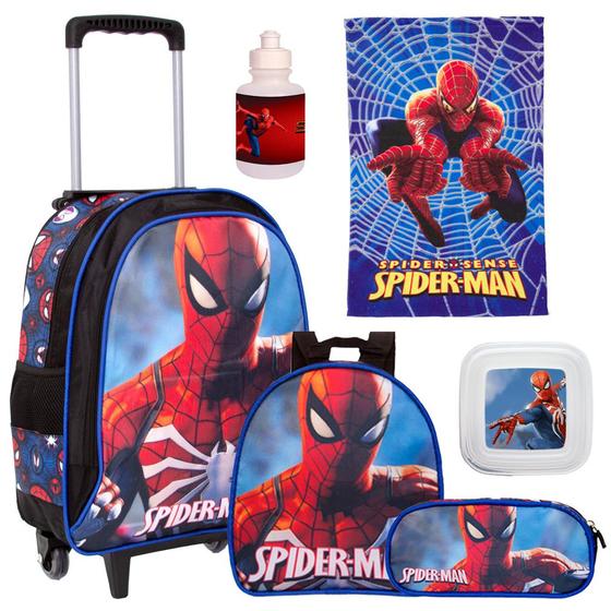 Kit Mochila Escolar Infantil Rodinha Homem Aranha + Toalha Menor preço em Kit Mochila Escolar Infantil Rodinha Homem Aranha + Toalha