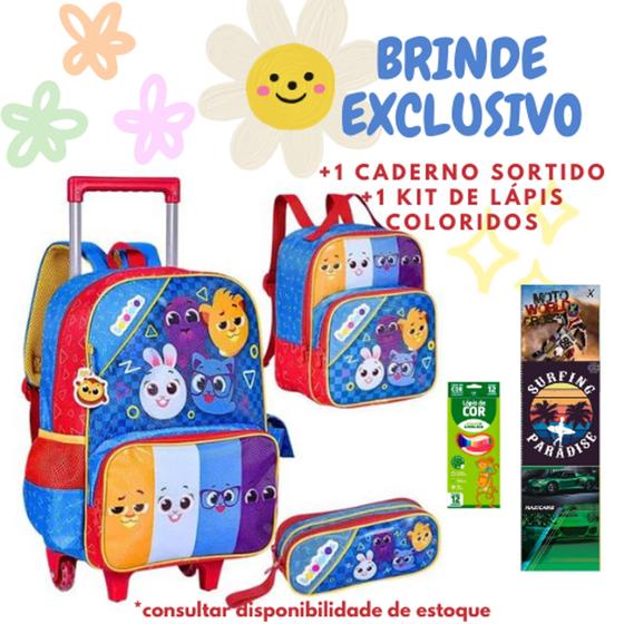 Imagem de kit mochila  Escolar Infantil rodinha Personagens