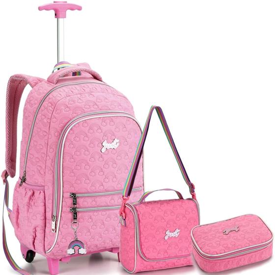 Kit Mochila Escolar Just Feminina Infanto Juvenil Grande de Rodinha com ...