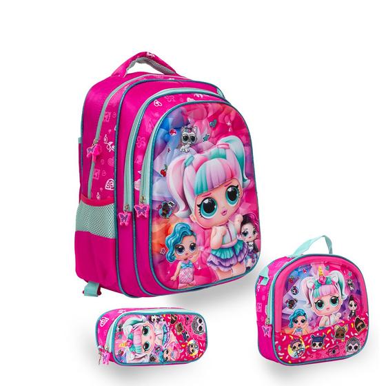 Imagem de Kit Mochila Escolar Menina Costas Lol Passeio Creche Toys 2U