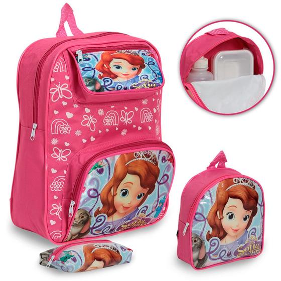 Imagem de Kit Mochila Escolar Menina Princesinha Sofia Reforçada