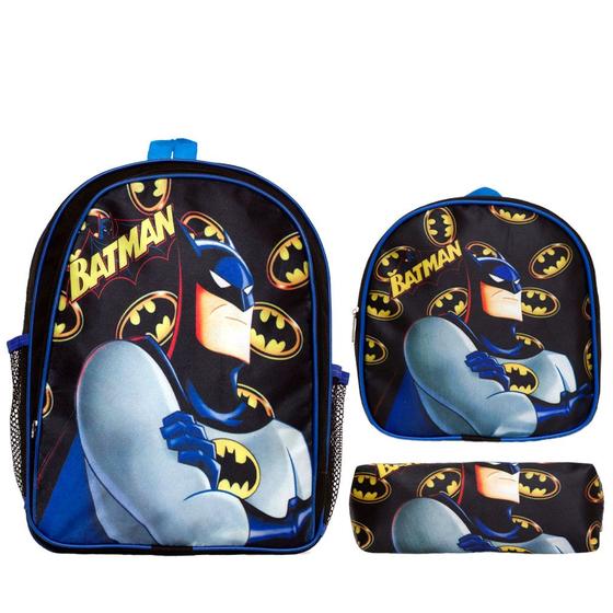 Imagem de Kit Mochila Escolar Menino de Costas com Lancheira Batman