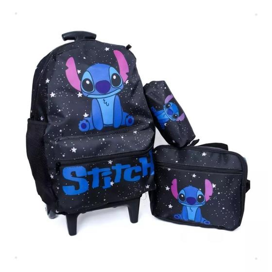 Imagem de Kit Mochila Escolar Menino De Rodinhas Do LILO e STITCH / Personagem Stitch