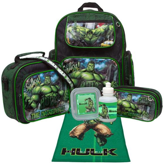 Imagem de Kit Mochila Escolar Menino Incrivel Hulk com Itens Toys 2U