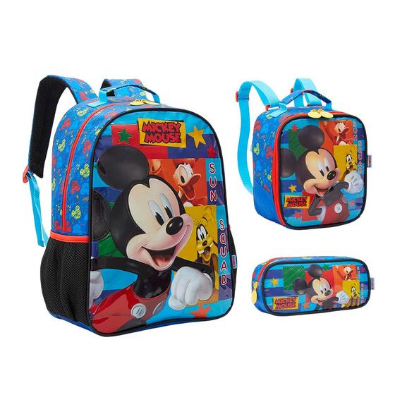 Imagem de Kit Mochila Escolar Mickey Com Lancheira Térmica Reforçada