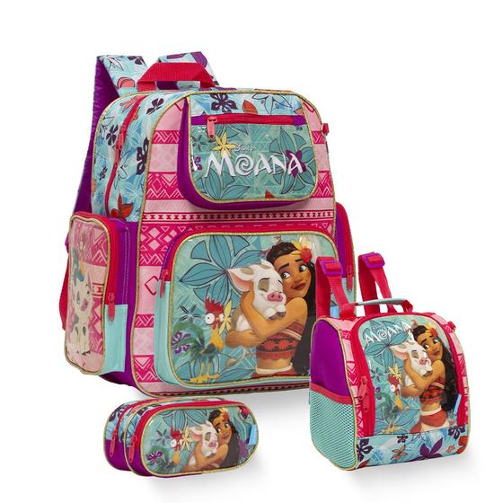 Imagem de Kit Mochila Escolar Moana Costa Com Lancheira Térmica Rosa