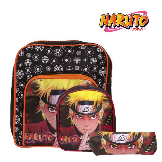 Imagem de Kit Mochila Escolar Naruto + Lancheira Infantil + Estojo