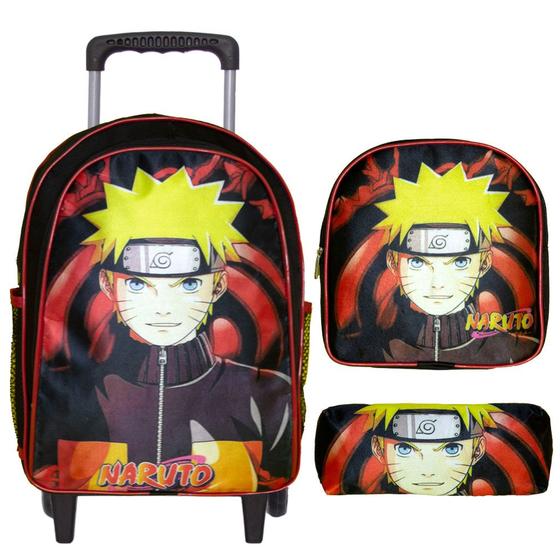 Imagem de Kit Mochila Escolar Naruto Shippuden Rodinha com Lancheira