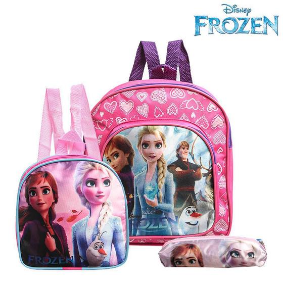 Imagem de Kit Mochila Escolar Pequena Frozen 2 Elsa e Anna De Costas
