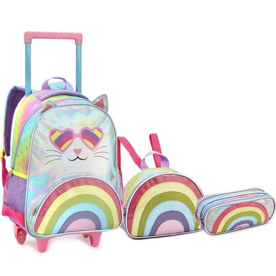 Imagem de Kit Mochila Escolar Rodinha Infantil Menina Feminino Color